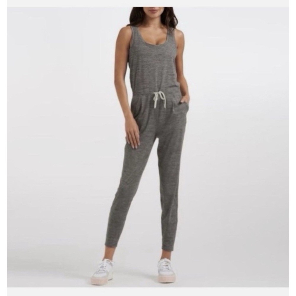 Vuori Heather Gray Sleeveless Drawstring Jumpsuit